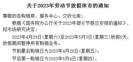  贵州茶交数字化中心2023劳动节放假公告